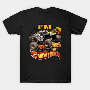 4Th Birthday Boy Monster Truck 4 Years Old For Kids T-Shirt